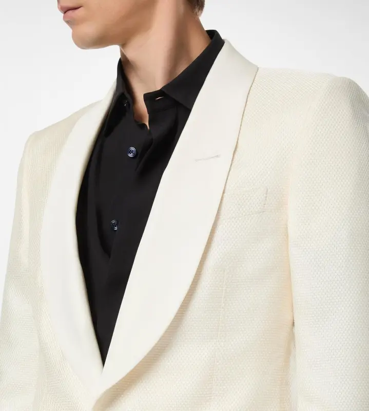 SILK VISCOSE JACQUARD EVENING JACKET CREAM WHITE online